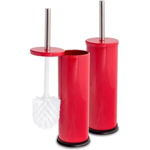 Harbour Housewares Enclosed Toilet Brush & Holder Bathroom Set - Red Finish - Pack of 2 Harbour Housewares Enclosed Toilet Brush & Holder Bathroom Set - Red Finish - Pack of 2