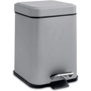 Harbour Housewares Grey Square Steel Bathroom Pedal Bin - 3L Harbour Housewares Grey Square Steel Bathroom Pedal Bin - 3L