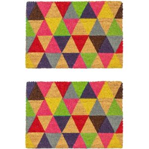 Nicola Spring 2pc Natural Coir Door Mat Set - Indoor Outdoor Welcome Mats - 90 x 60cm - Triangles Multi Nicola Spring 2pc Natural Coir Door Mat Set - Indoor Outdoor Welcome Mats - 90 x 60cm - Triangles Multi