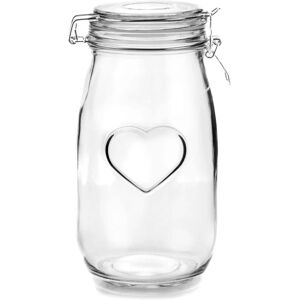 Nicola Spring Heart Glass Storage Jar - 1.5L - White Seal - Storage Jar Nicola Spring Heart Glass Storage Jar - 1.5L - White Seal - Storage Jar