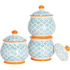 Nicola Spring Blue 3-Piece Hand-Printed Sugar Bowl Set - Porcelain Nicola Spring Blue 3-Piece Hand-Printed Sugar Bowl Set - Porcelain