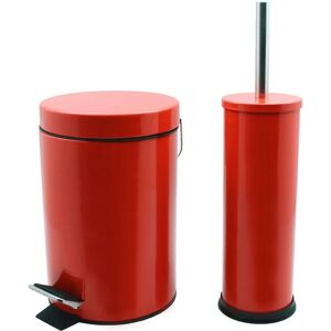 Harbour Housewares Red Pedal Bin & Toilet Brush Set - Bathroom Harbour Housewares Red Pedal Bin & Toilet Brush Set - Bathroom