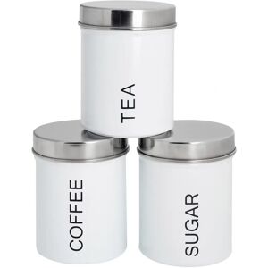 Harbour Housewares White Canister Set - Tea Coffee Sugar - Kitchen Storage Harbour Housewares White Canister Set - Tea Coffee Sugar - Kitchen Storage