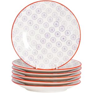 Nicola Spring - 6 Piece Hand-Printed Porcelain Side Plate Set - Japanese Style - Purple - 18cm Nicola Spring - 6 Piece Hand-Printed Porcelain Side Plate Set - Japanese Style - Purple - 18cm