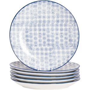 Nicola Spring Navy Hand-Printed Japanese Dinner Plate Set - 25.5cm - Dinner Plate Set Nicola Spring Navy Hand-Printed Japanese Dinner Plate Set - 25.5cm - Dinner Plate Set