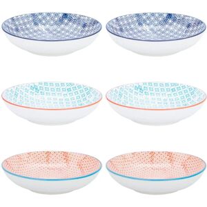 Nicola Spring Pasta Bowls Set - Japanese Style Porcelain - Multicolour Nicola Spring Pasta Bowls Set - Japanese Style Porcelain - Multicolour