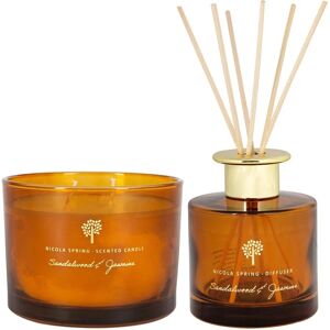 Nicola Spring Sandalwood & Jasmine Candle & Diffuser Set - Scented Candle & Reed Diffuser Nicola Spring Sandalwood & Jasmine Candle & Diffuser Set - Scented Candle & Reed Diffuser