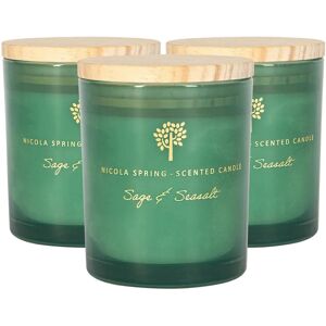 Nicola Spring 3x Soy Wax Scented Candles Aromatherapy Gift 21hr Burn 130g Sage & Seasalt Green Nicola Spring 3x Soy Wax Scented Candles Aromatherapy Gift 21hr Burn 130g Sage & Seasalt Green