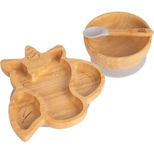 Tiny Dining Unicorn Bamboo Dinner Set - Plate, Bowl, Soft Spoon Tiny Dining Unicorn Bamboo Dinner Set - Plate, Bowl, Soft Spoon