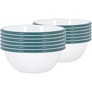 Argon Tableware 12x White Enamel Bowls Green - Bowls Argon Tableware 12x White Enamel Bowls Green - Bowls