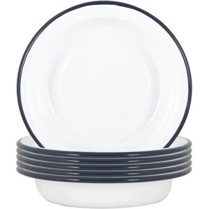 Argon Tableware - White Enamel Deep Bowls - Navy Argon Tableware - White Enamel Deep Bowls - Navy