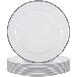 Argon Tableware - 20cm White Enamel Side Plate - Grey - 6pk - Side Plate Argon Tableware - 20cm White Enamel Side Plate - Grey - 6pk - Side Plate