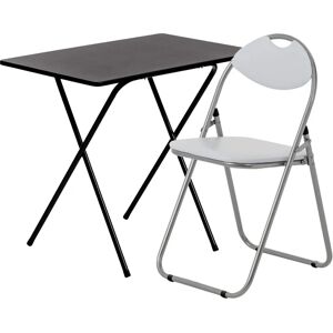 Harbour Housewares 2 Piece Folding Desk and Chair Set - Wooden Top - Black/White Harbour Housewares 2 Piece Folding Desk and Chair Set - Wooden Top - Black/White