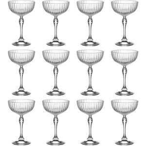 Bormioli Rocco 12 Piece America '20s Champagne Saucers Set - Vintage Art Deco Coupe Glasses for Wine, Espresso Martini - 230ml Clear Bormioli Rocco 12 Piece America '20s Champagne Saucers Set - Vintage Art Deco Coupe Glasses for Wine, Espresso Martini - 230ml Clear