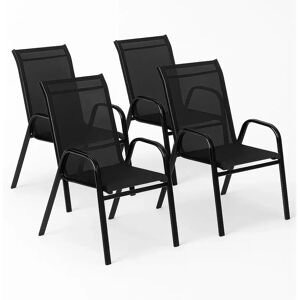 Harbour Housewares 4 Piece Texteline Canvas Garden Chair Set - Water Resistant Outdoor Patio Furniture - Black Harbour Housewares 4 Piece Texteline Canvas Garden Chair Set - Water Resistant Outdoor Patio Furniture - Black