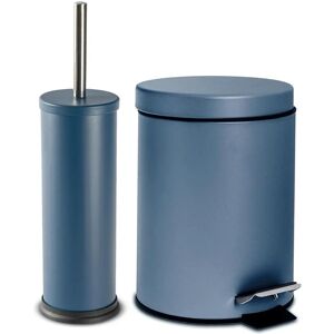 Harbour Housewares 2 Piece 3 Litre Bathroom Pedal Bin & Toilet Brush Set - Matte Blue Harbour Housewares 2 Piece 3 Litre Bathroom Pedal Bin & Toilet Brush Set - Matte Blue