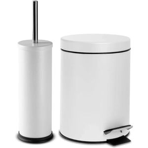 Harbour Housewares 2-Piece 3L Bathroom Pedal Bin & Toilet Brush Set - White Harbour Housewares 2-Piece 3L Bathroom Pedal Bin & Toilet Brush Set - White