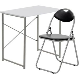 Harbour Housewares Compact Computer Desk and Chair - Small Home Office - White/Black Harbour Housewares Compact Computer Desk and Chair - Small Home Office - White/Black