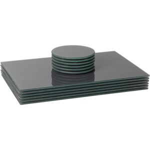 Harbour Housewares 12 Piece Glass Placemats and Round Coasters Set - Grey Harbour Housewares 12 Piece Glass Placemats and Round Coasters Set - Grey