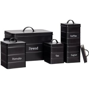 Harbour Housewares 5 Piece Industrial Kitchen Storage Canister Set - Vintage Steel Tea Coffee Sugar Caddy - Black Harbour Housewares 5 Piece Industrial Kitchen Storage Canister Set - Vintage Steel Tea Coffee Sugar Caddy - Black