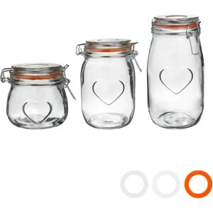 Nicola Spring - Heart Design Glass Jars - 500ml 1L 1.55L Nicola Spring - Heart Design Glass Jars - 500ml 1L 1.55L
