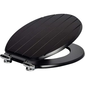 Harbour Housewares Black Wooden Soft Close Toilet Seat - WC Bathroom Grooved Lid Harbour Housewares Black Wooden Soft Close Toilet Seat - WC Bathroom Grooved Lid