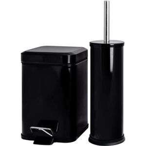 Harbour Housewares Black Bathroom Pedal Bin & Toilet Brush Set - 3L Harbour Housewares Black Bathroom Pedal Bin & Toilet Brush Set - 3L