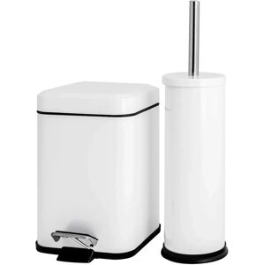 Harbour Housewares Bathroom Pedal Bin and Toilet Brush Set - White Harbour Housewares Bathroom Pedal Bin and Toilet Brush Set - White