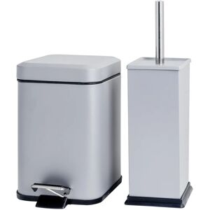 Harbour Housewares Grey Bathroom Pedal Bin & Toilet Brush Set - Bathroom Type Harbour Housewares Grey Bathroom Pedal Bin & Toilet Brush Set - Bathroom Type