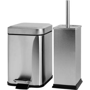 Harbour Housewares Silver Bathroom Pedal Bin & Toilet Brush Set - Bathroom Pedal Bin & Toilet Brush Set Harbour Housewares Silver Bathroom Pedal Bin & Toilet Brush Set - Bathroom Pedal Bin & Toilet Brush Set