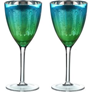 Artland Peacock Set of 2 Wine Glasses - Wine Glass Set Artland Peacock Set of 2 Wine Glasses - Wine Glass Set