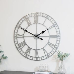 Silver Skeleton Wall Clock - 80cm x 80cm - Classic Metal Design Silver Skeleton Wall Clock - 80cm x 80cm - Classic Metal Design
