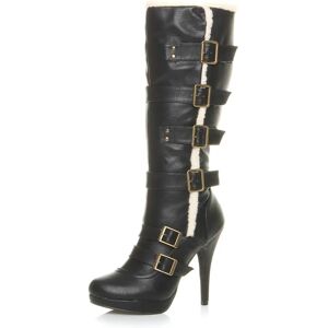 Ajvani Black Shearling Fur Winter Biker Boots - Boots Ajvani Black Shearling Fur Winter Biker Boots - Boots