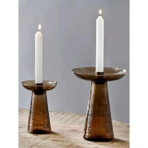 Nkuku Avyn Recycled Glass Candle Holder - Size 23cm Orange Nkuku Avyn Recycled Glass Candle Holder - Size 23cm Orange