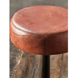 Nkuku Narwana Leather Round Stool - Stylish Dark Iron Base Nkuku Narwana Leather Round Stool - Stylish Dark Iron Base