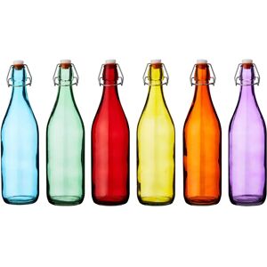 BARLIFE Juego de 6 Botellas de Vidrio - Corchos Vintage - Coloridas BARLIFE Juego de 6 Botellas de Vidrio - Corchos Vintage - Coloridas
