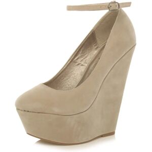 Ajvani Beige Nude High Wedge Heel Ankle Strap Platform Shoes - Shoes Ajvani Beige Nude High Wedge Heel Ankle Strap Platform Shoes - Shoes