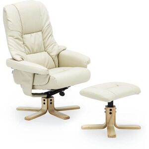 MORE4HOMES Cream Sorento Bonded Leather Swivel Recliner - Armchair MORE4HOMES Cream Sorento Bonded Leather Swivel Recliner - Armchair