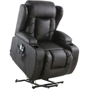 MORE4HOMES Caesar Black Leather Armchair - Recliner with Massage & Heating MORE4HOMES Caesar Black Leather Armchair - Recliner with Massage & Heating