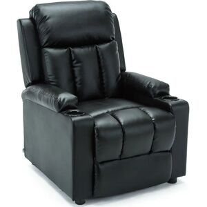 MORE4HOMES Black Recliner - Armchair with Drink Holders - Bonded Leather MORE4HOMES Black Recliner - Armchair with Drink Holders - Bonded Leather