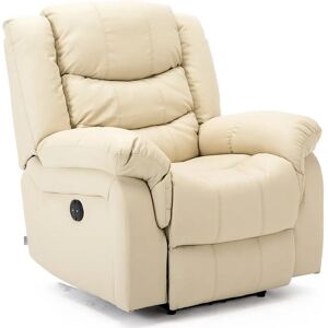 MORE4HOMES Cream Seattle Electric Leather Auto Recliner Armchair Sofa Home Lounge Chair MORE4HOMES Cream Seattle Electric Leather Auto Recliner Armchair Sofa Home Lounge Chair