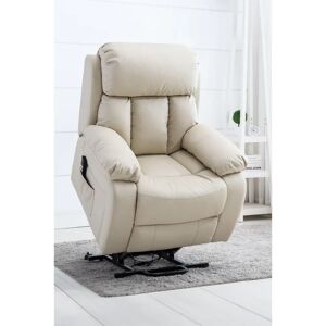 MORE4HOMES Cream Chester Electric Rise Heated Leather Massage Power Recliner Chair Sofa A - Recliner Chair MORE4HOMES Cream Chester Electric Rise Heated Leather Massage Power Recliner Chair Sofa A - Recliner Chair
