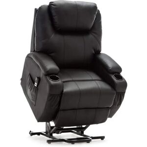 MORE4HOMES Black Cinemo Electric Dual Rise Recliner Leather Massage Heated Armchair - Armchair MORE4HOMES Black Cinemo Electric Dual Rise Recliner Leather Massage Heated Armchair - Armchair