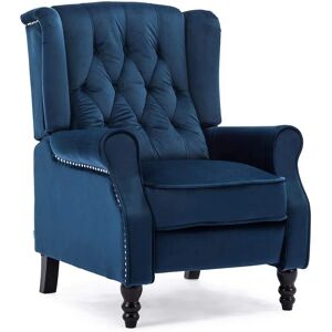 MORE4HOMES Midnight Blue Althorpe Recliner - Fabric Linen Button Fireside Occasional Armchair MORE4HOMES Midnight Blue Althorpe Recliner - Fabric Linen Button Fireside Occasional Armchair