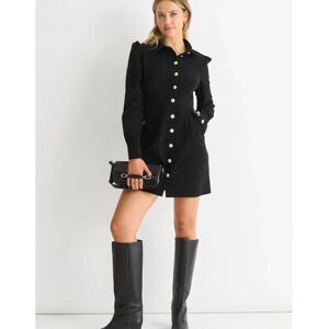 Gini London Women's Black Corduroy Mini Shirt Dress - Size: UK 16 Gini London Women's Black Corduroy Mini Shirt Dress - Size: UK 16