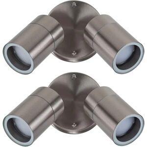 ValueLights Barrow Pair of 2 Way Silver Outdoor Wall Downlight - Wall Downlight ValueLights Barrow Pair of 2 Way Silver Outdoor Wall Downlight - Wall Downlight