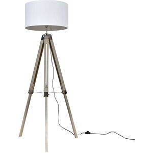 ValueLights Modern Light Wood & Chrome Tripod Floor Lamp with a White Drum Shade - Floor Lamp ValueLights Modern Light Wood & Chrome Tripod Floor Lamp with a White Drum Shade - Floor Lamp