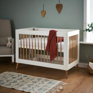 Obaby Maya Mini Cot Bed - White/Natural - Space-saving, Adjustable, Scandinavian Design Obaby Maya Mini Cot Bed - White/Natural - Space-saving, Adjustable, Scandinavian Design