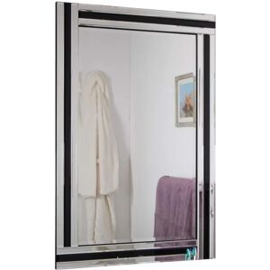 Silver & Black Frameless Wall Mirror - 2ft3 x 1ft11 - Wall Mirror Silver & Black Frameless Wall Mirror - 2ft3 x 1ft11 - Wall Mirror