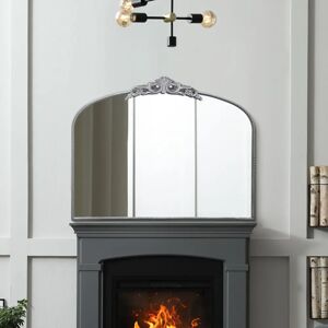 Mirroroutlet Silver Metal Arch Crown Wall Mirror 102x80cm Mirroroutlet Silver Metal Arch Crown Wall Mirror 102x80cm